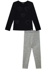 Conjunto Infantil Feminino Manga Longa e Legging Infanti – Estilo Moderno em Preto