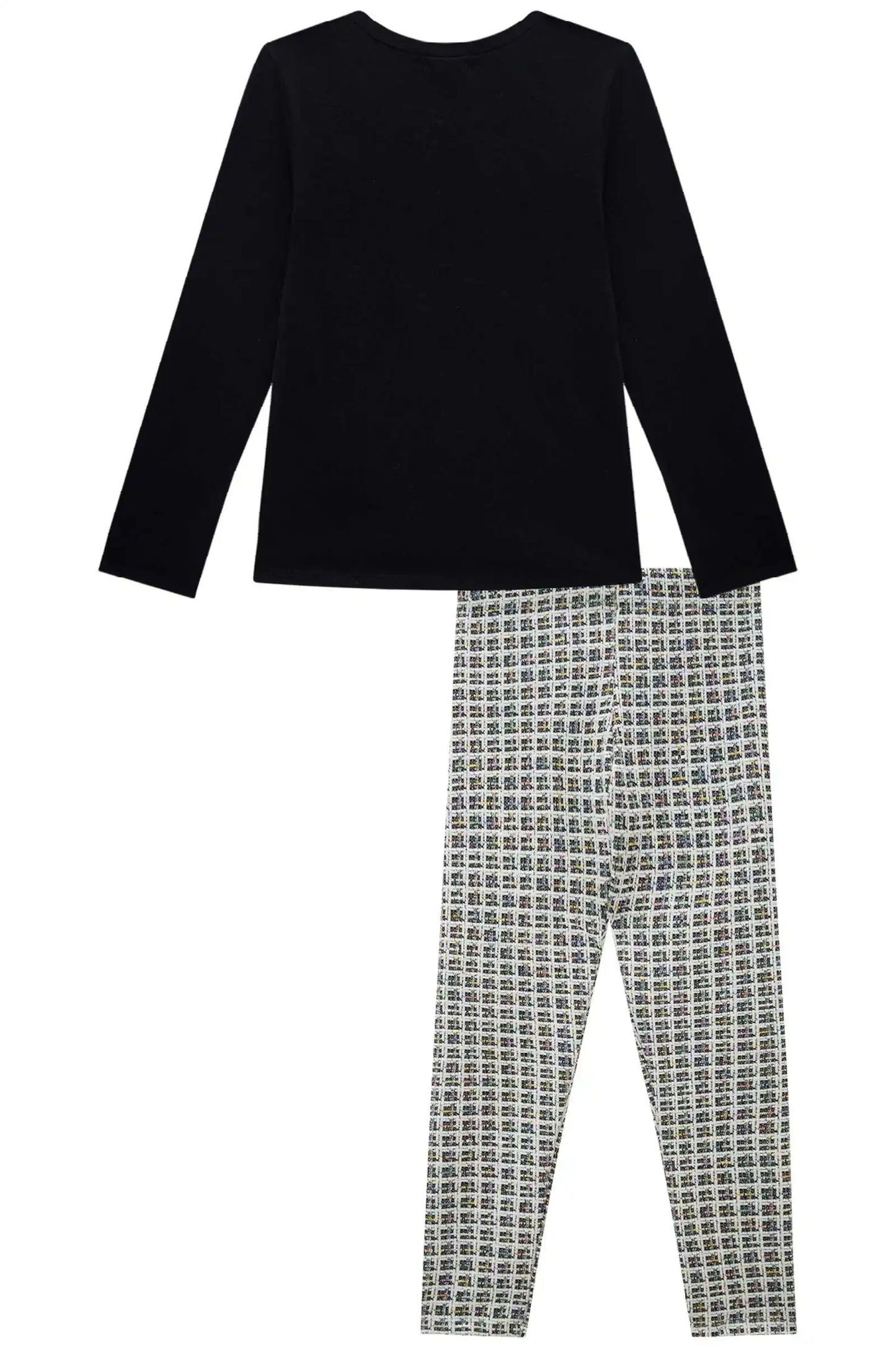 Conjunto Infantil Feminino Manga Longa e Legging Infanti – Estilo Moderno em Preto