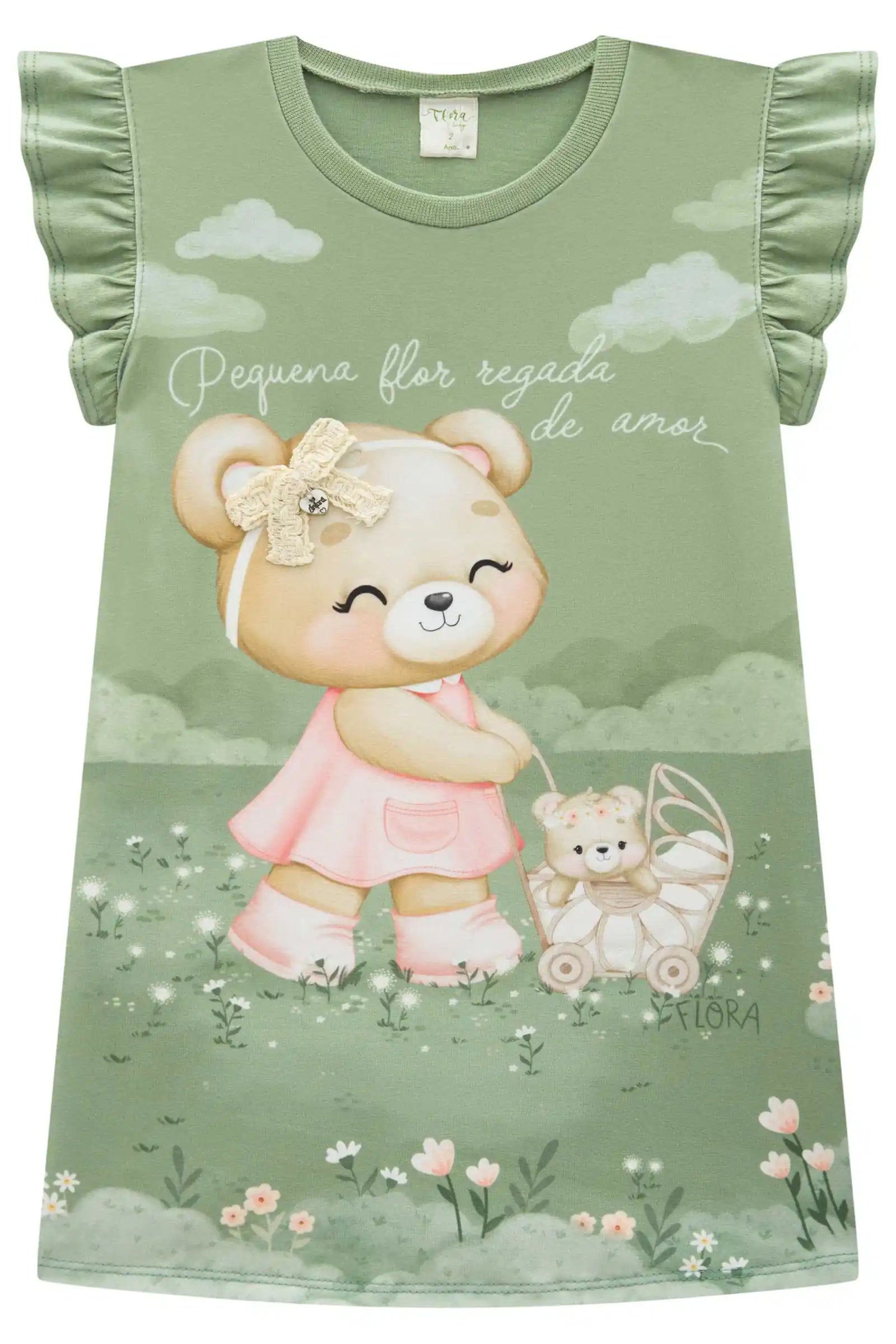 Vestido Infantil em Meia Malha Verde – Delicadeza e Conforto