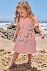 Vestido Infantil em Malha Power Rosa – Estilo Aloha e Conforto