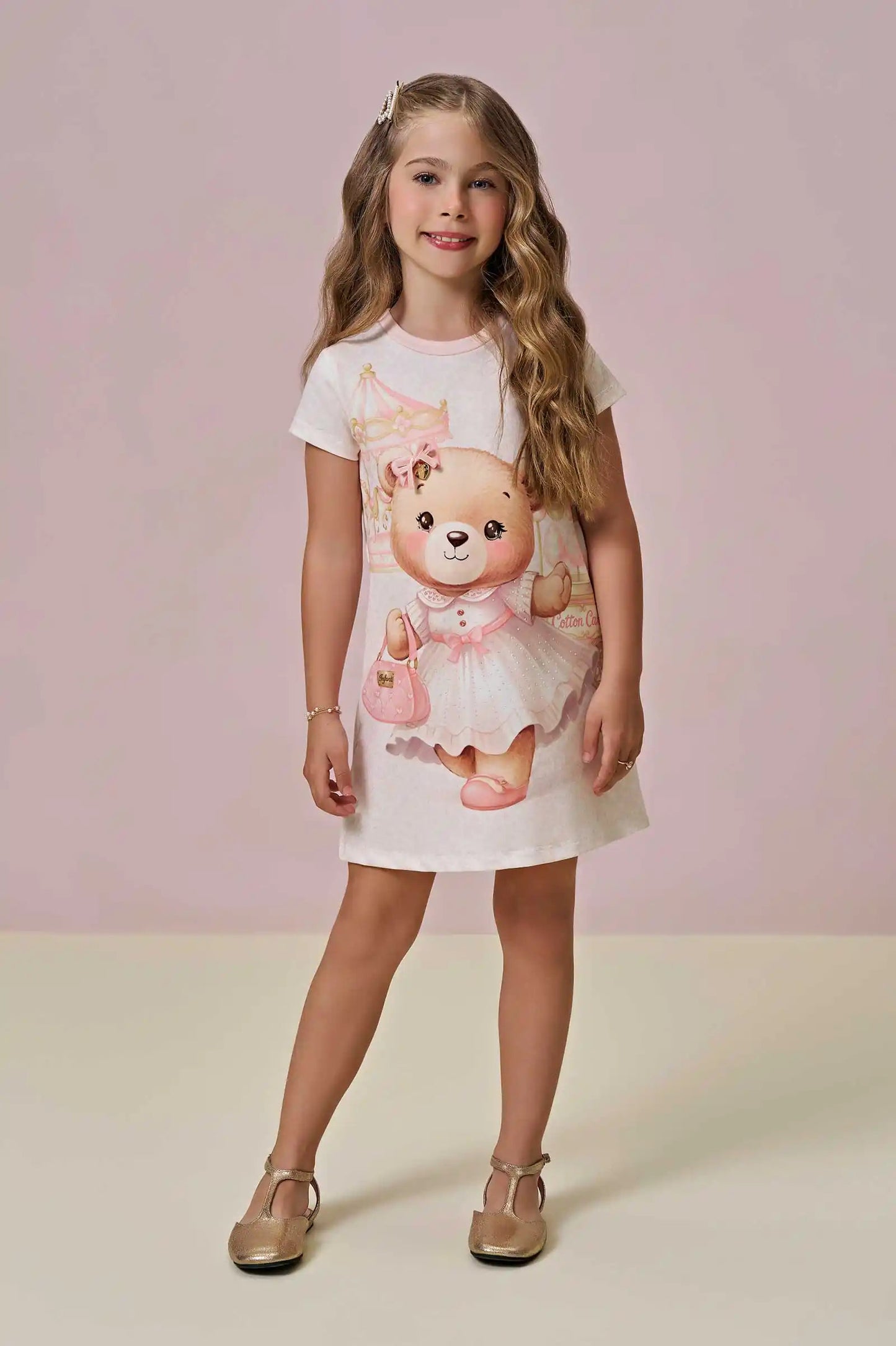 Vestido Infantil em Molecotton Bege Claro – Conforto e Encanto