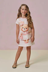 Vestido Infantil em Molecotton Bege Claro – Conforto e Encanto