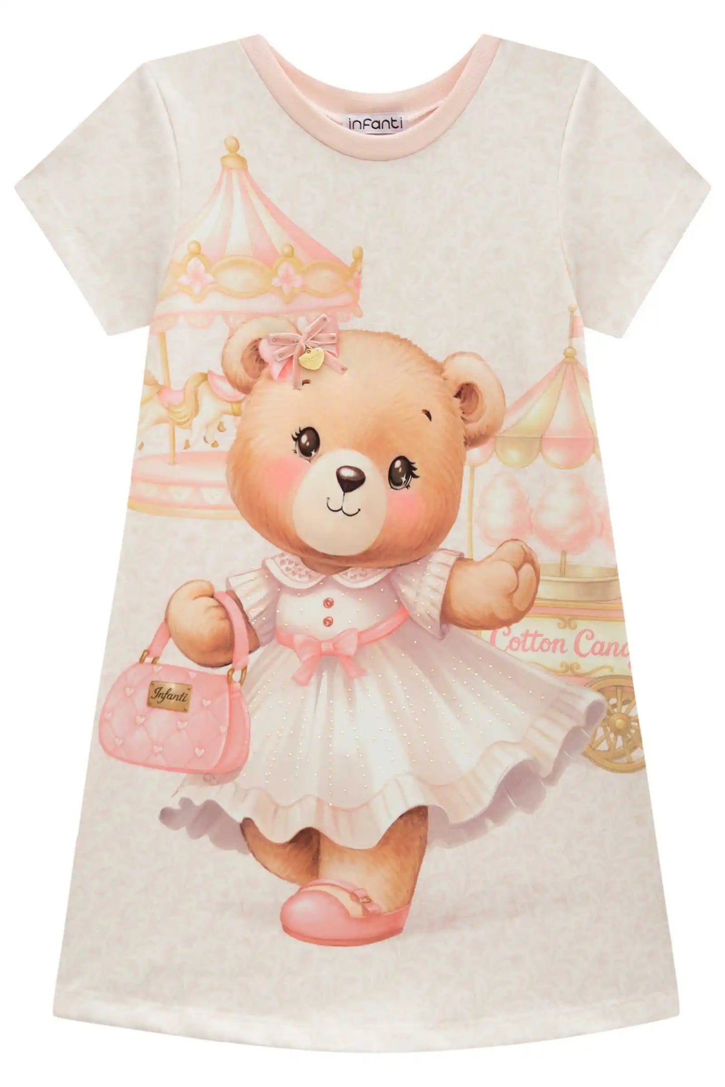 Vestido Infantil em Molecotton Bege Claro – Conforto e Encanto