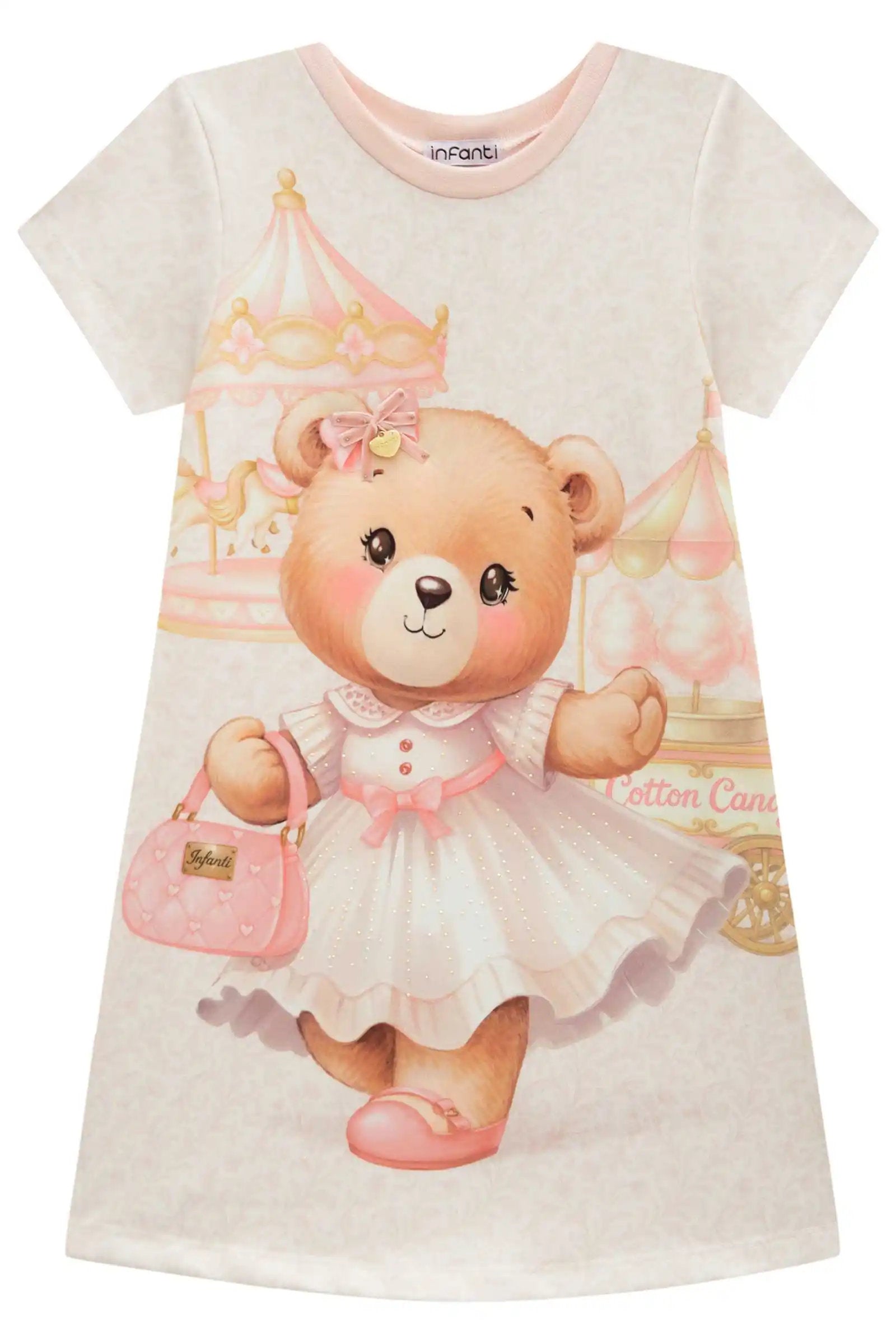 Vestido Infantil em Molecotton Bege Claro – Conforto e Encanto