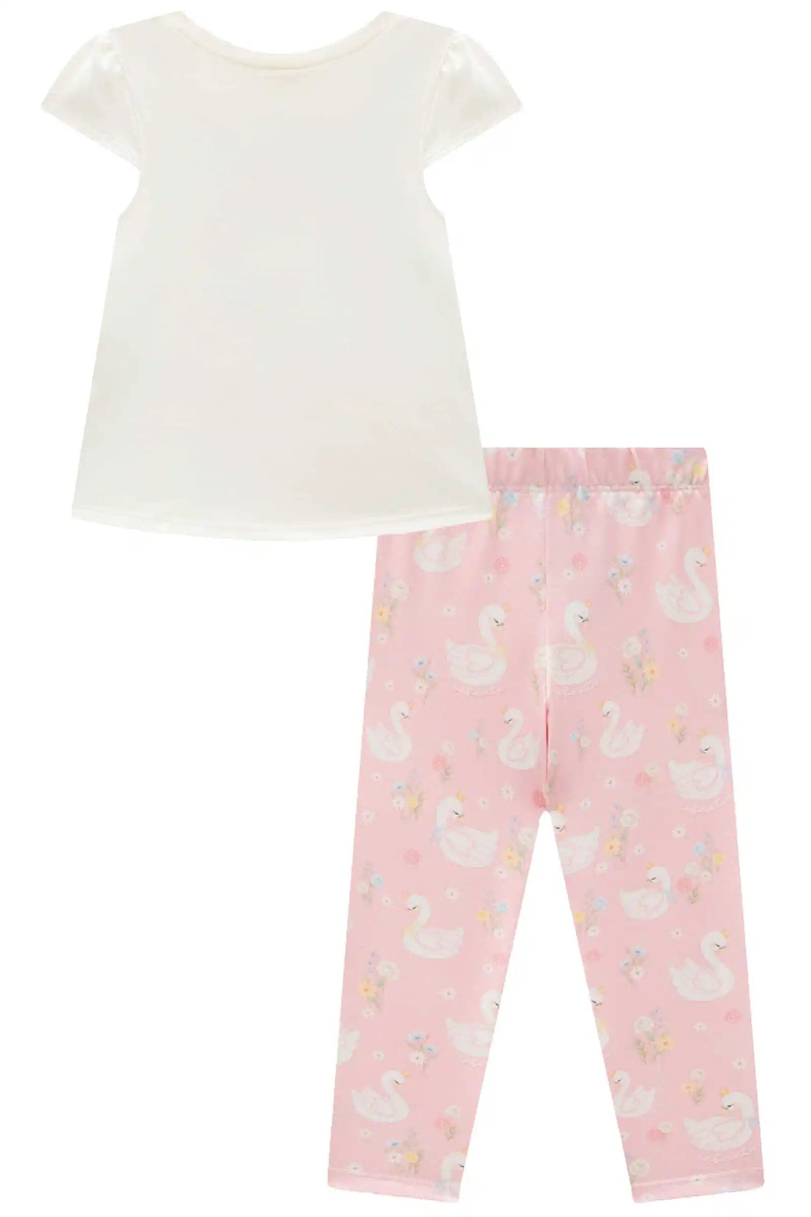 Bata Infantil Manga Curta e Legging Rosa Claro – Charme e Conforto