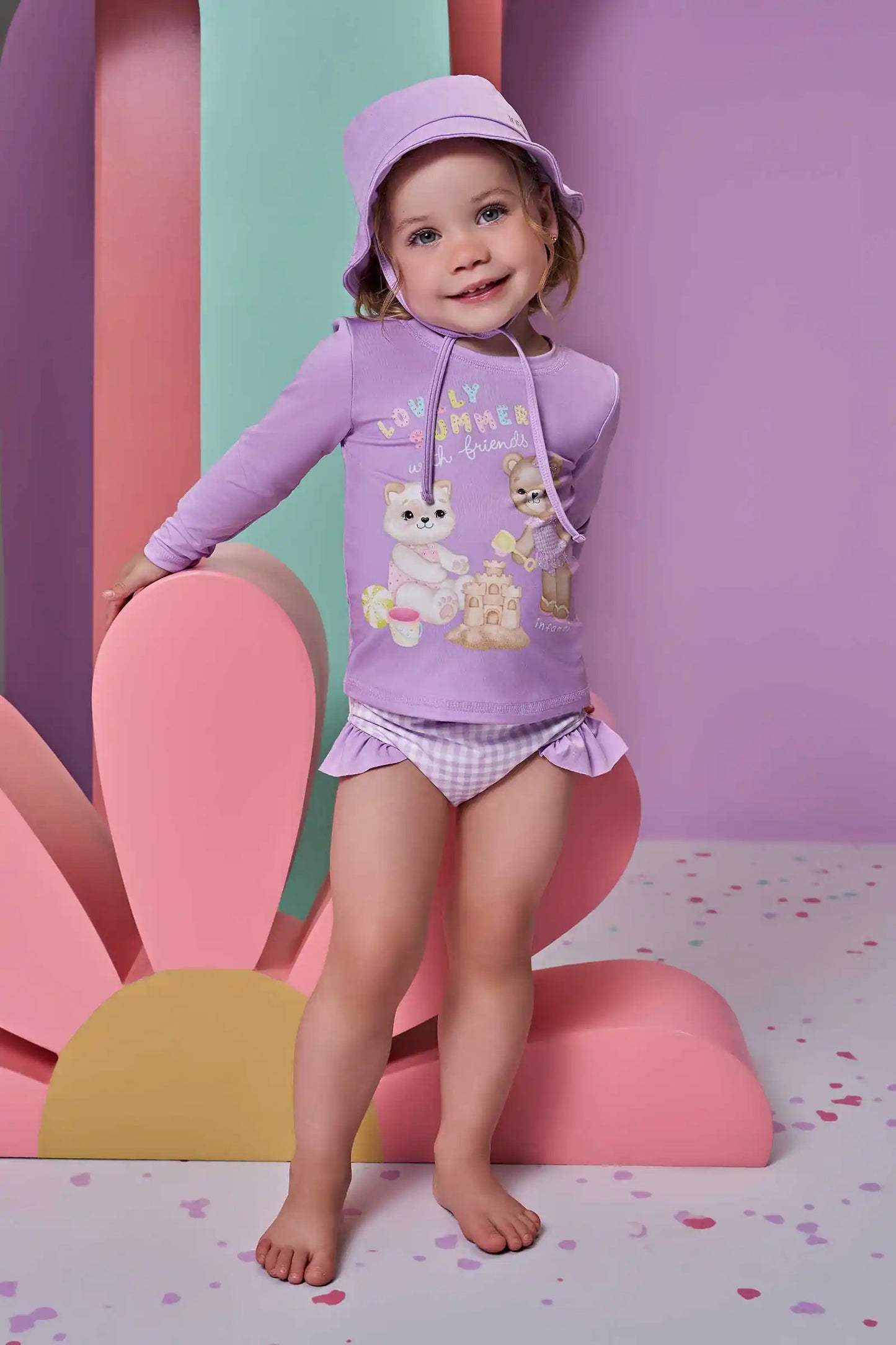 Blusa Infantil Manga Longa e Calcinha Lilás UV + 50 – Proteção e Conforto