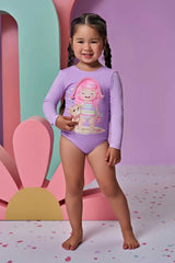 Maiô Infantil Lilás em Malha UV +50 Dry