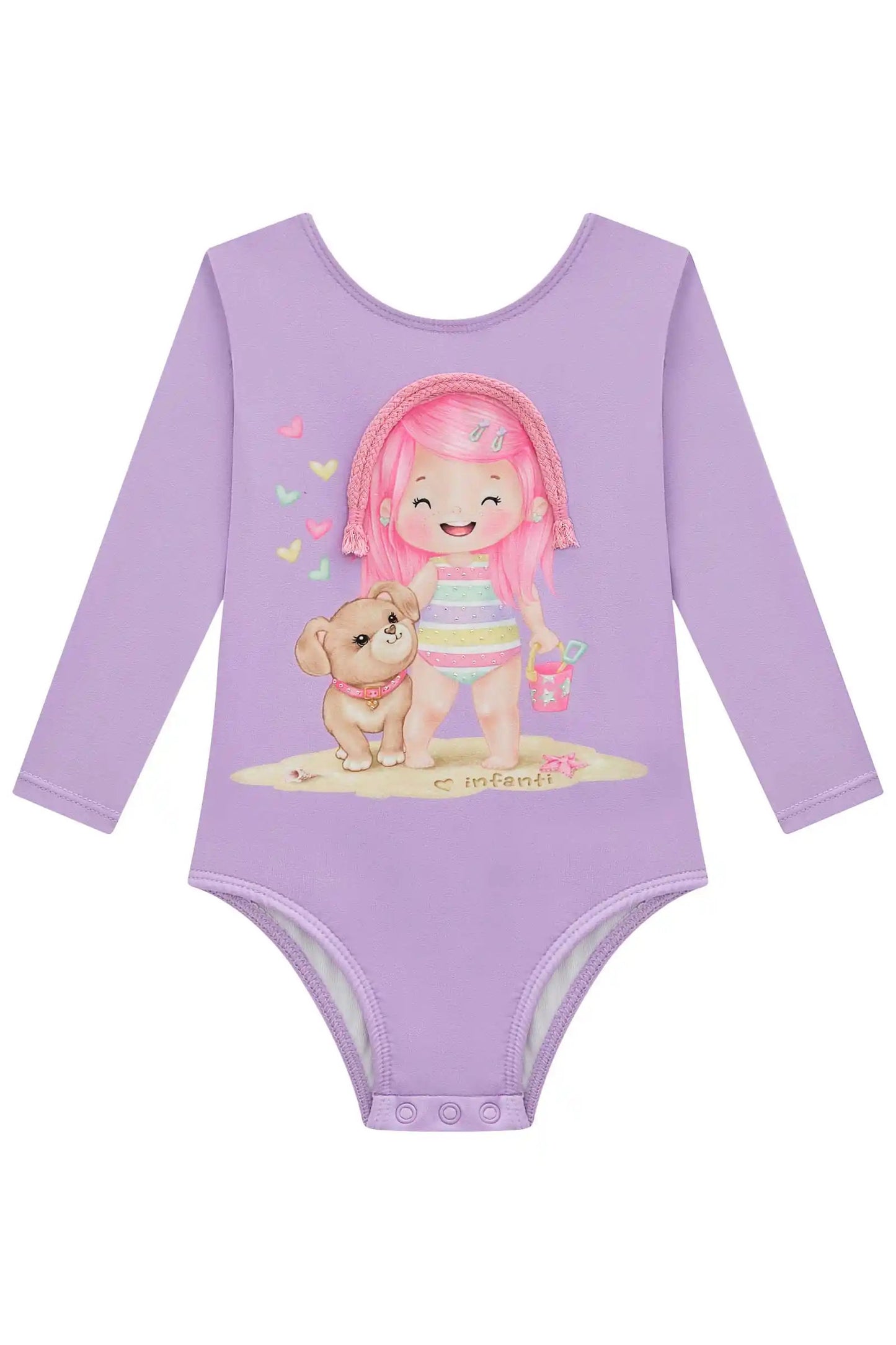 Maiô Infantil Lilás em Malha UV +50 Dry