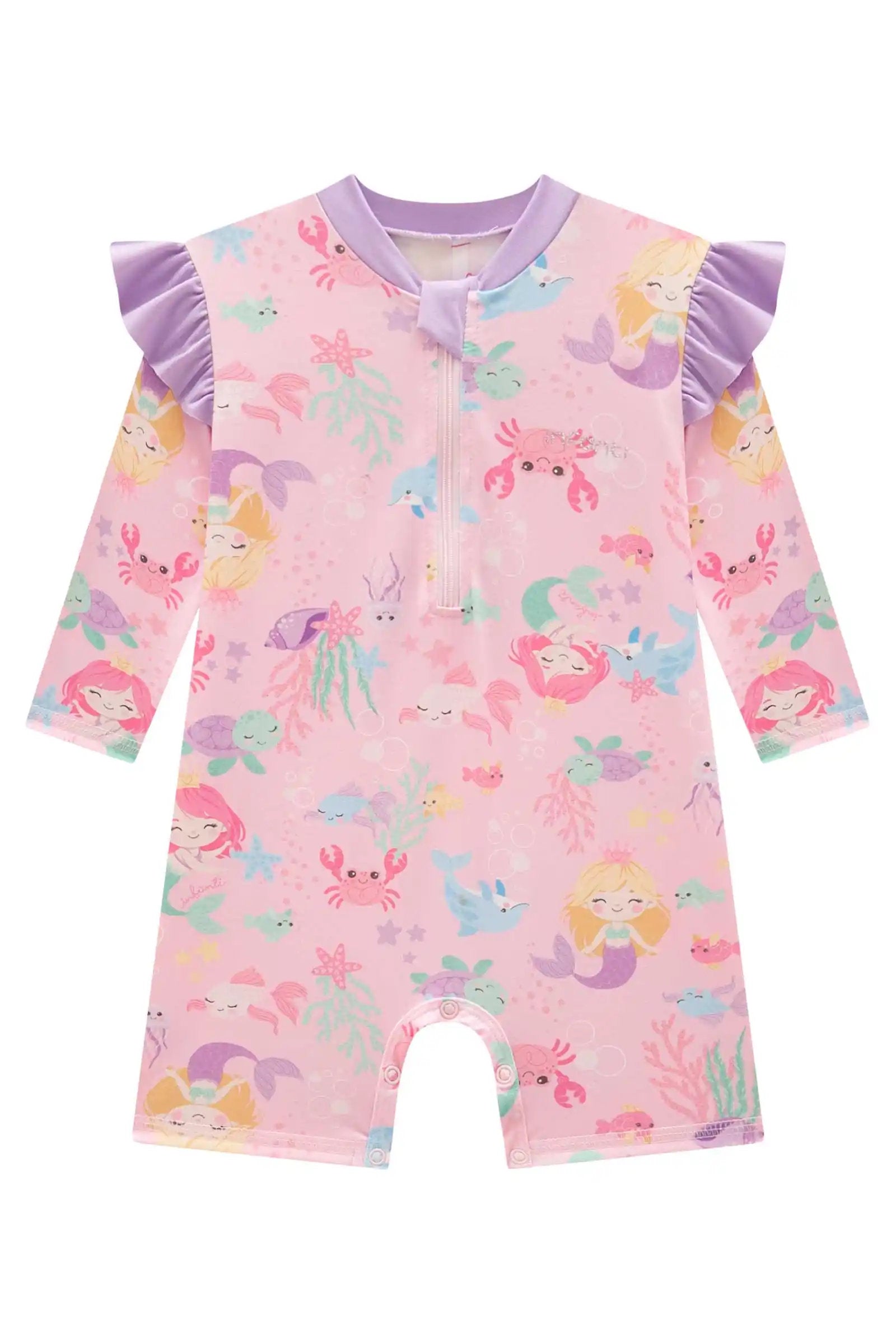 Macacão Infantil em Malha UV + 50 Dry Rosa – Proteção e Conforto