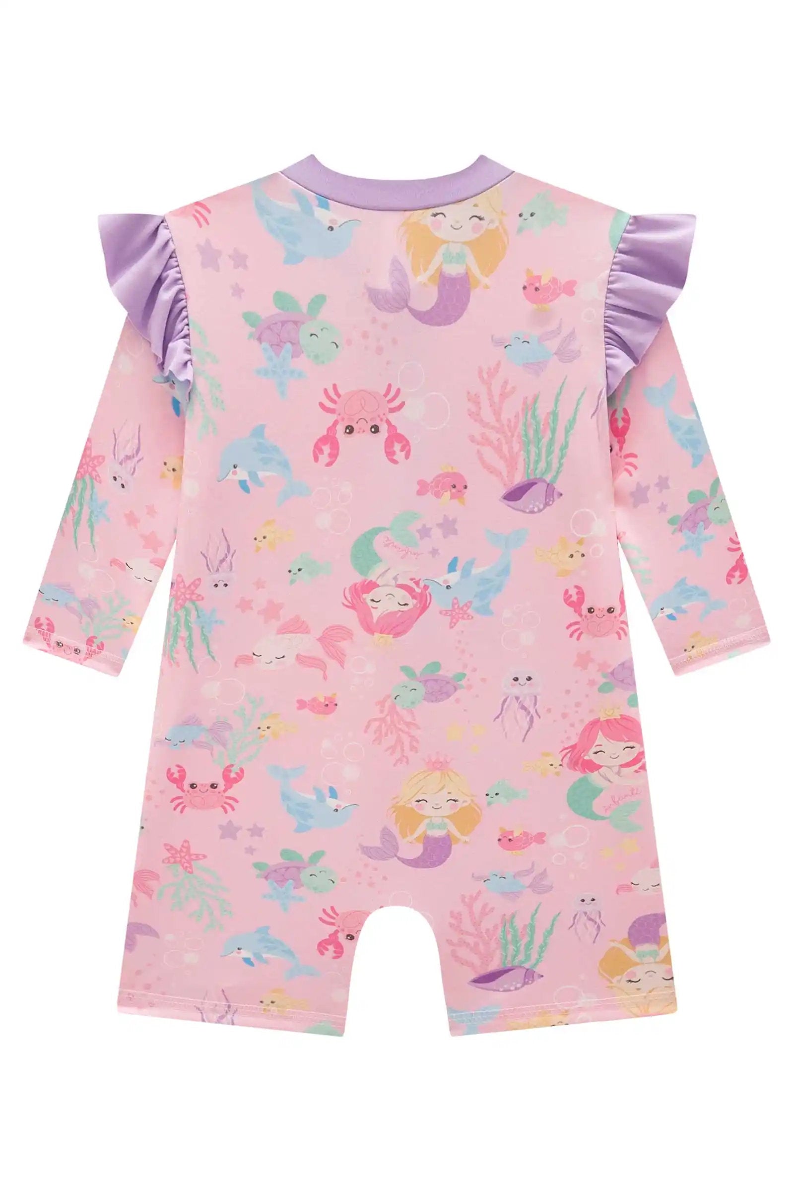 Macacão Infantil em Malha UV + 50 Dry Rosa – Proteção e Conforto