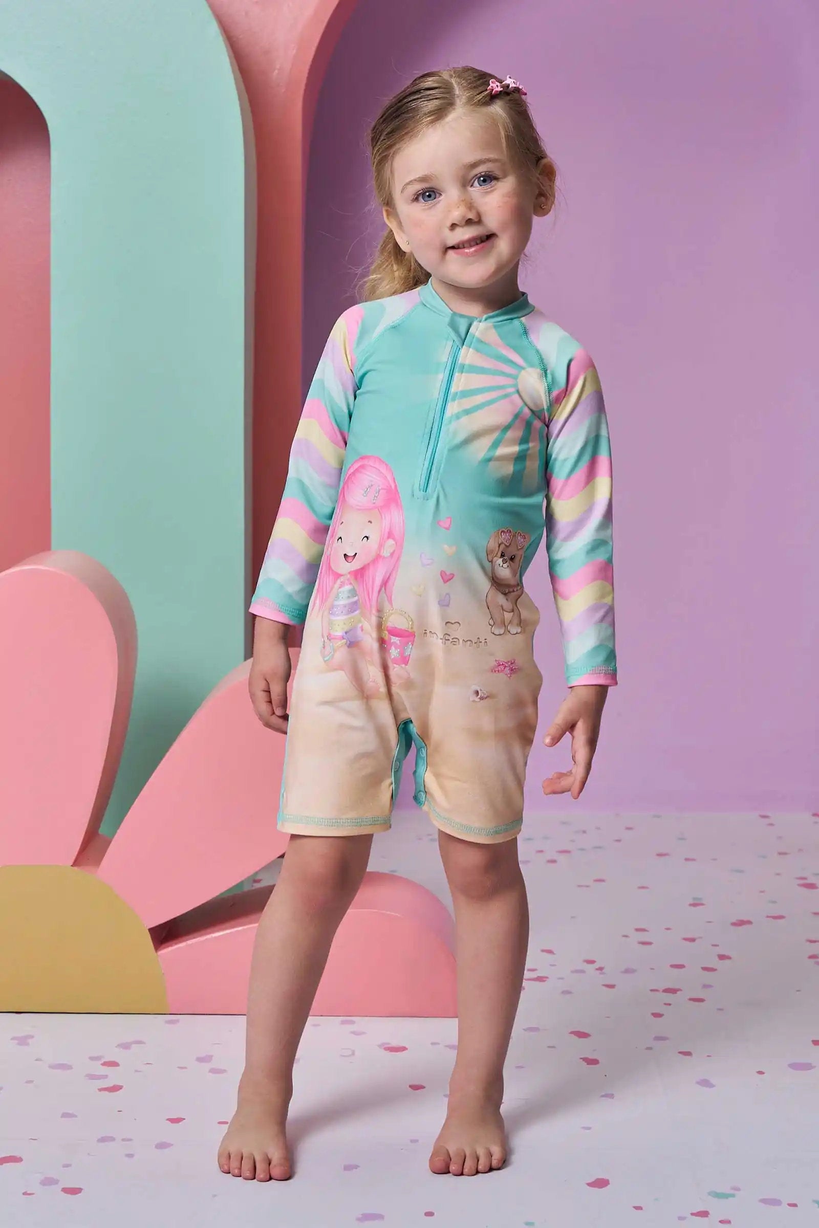 Macacão Infantil em Malha UV  + 50 Dry Verde