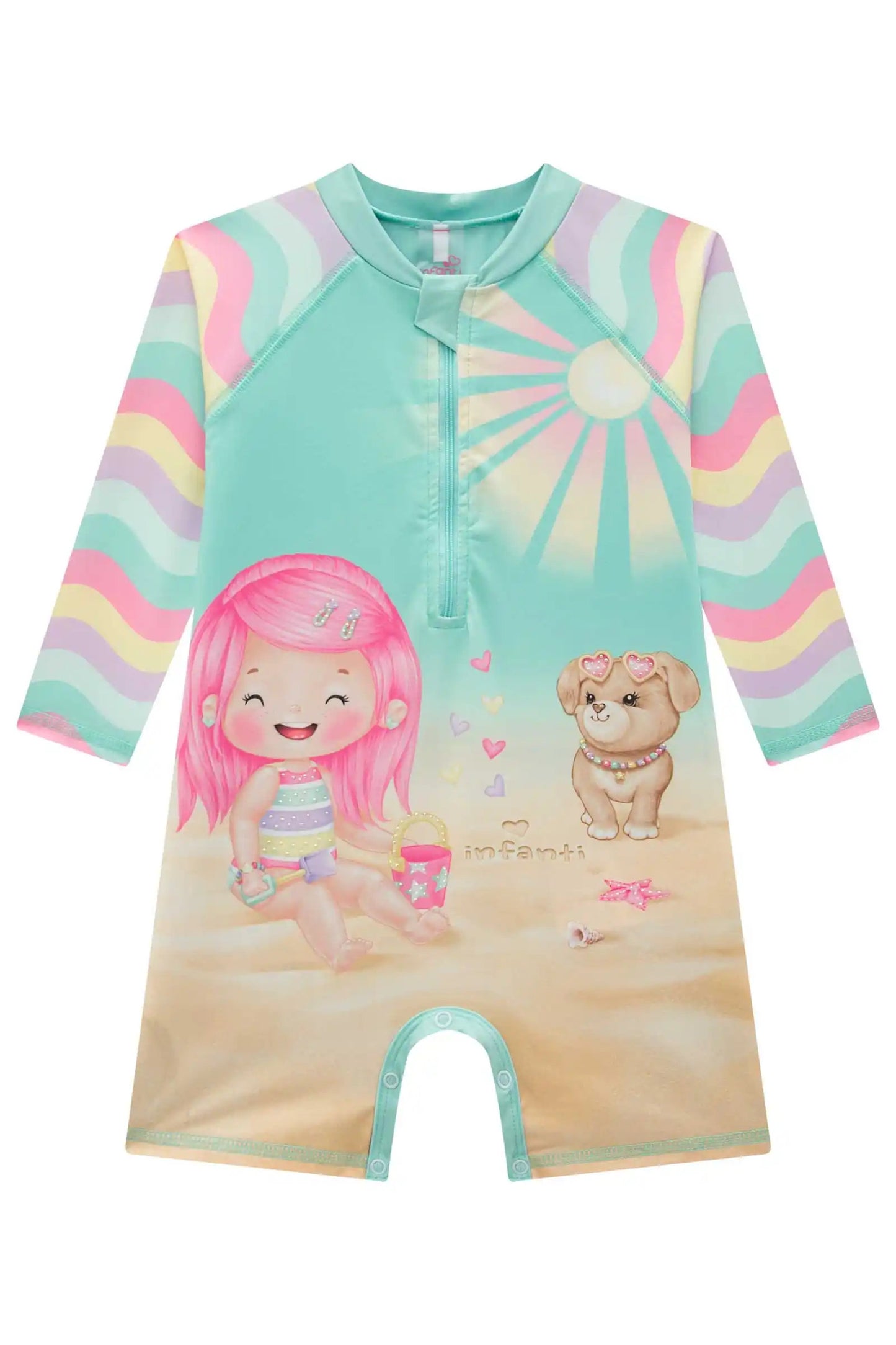 Macacão Infantil em Malha UV  + 50 Dry Verde