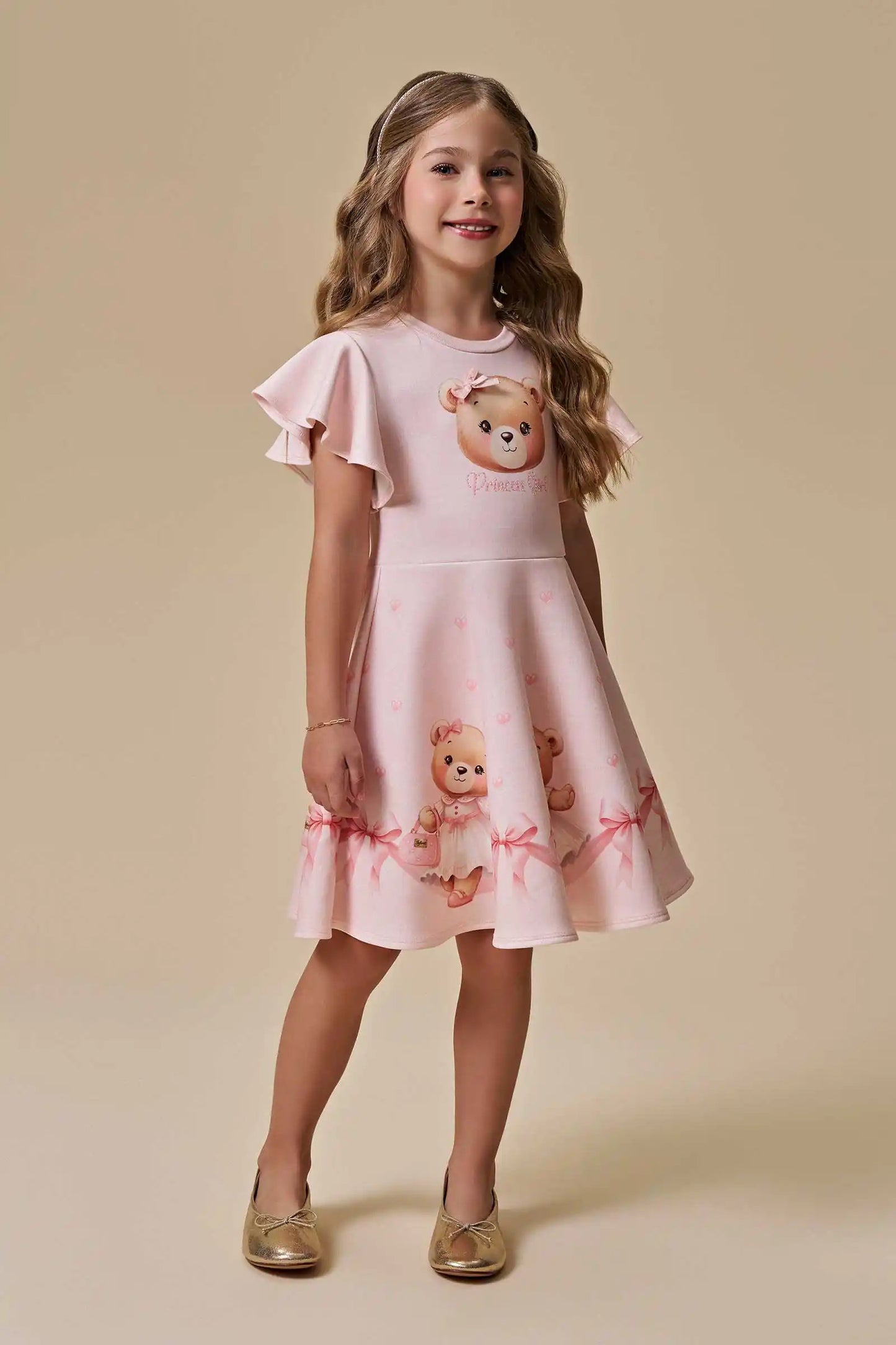 Vestido Infantil Rosa Ursinha Princess – Doce e Confortável