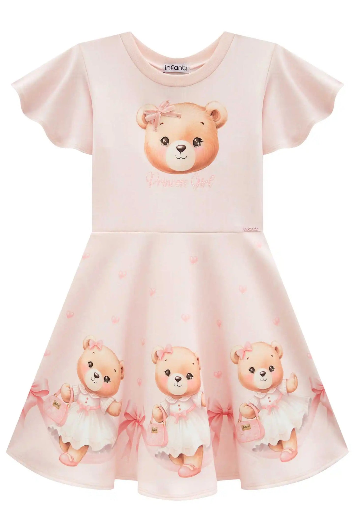Vestido Infantil Rosa Ursinha Princess – Doce e Confortável