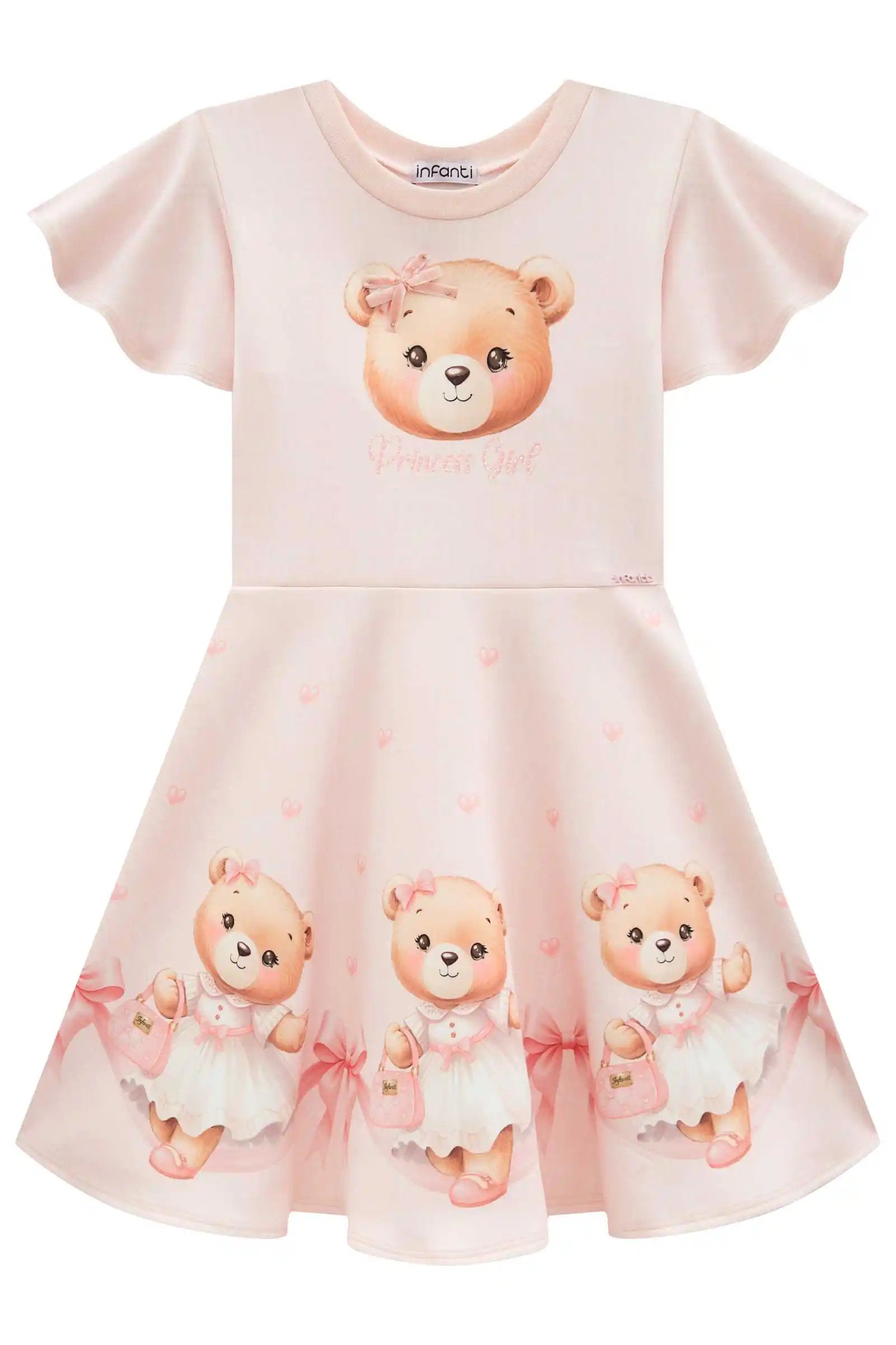Vestido Infantil Rosa Ursinha Princess – Doce e Confortável
