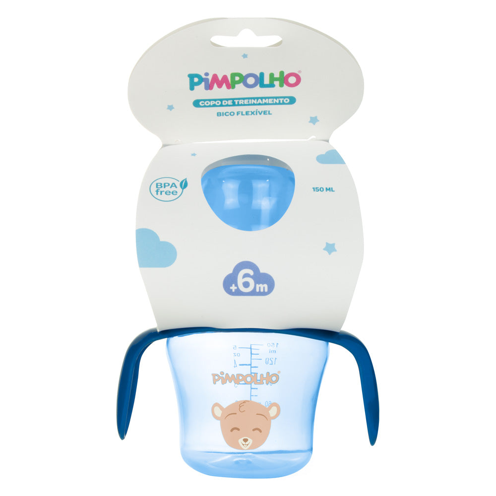 Copo de Treinamento Com Alça E Bico Flexível 150 ml Masculino Azul Pimpolho