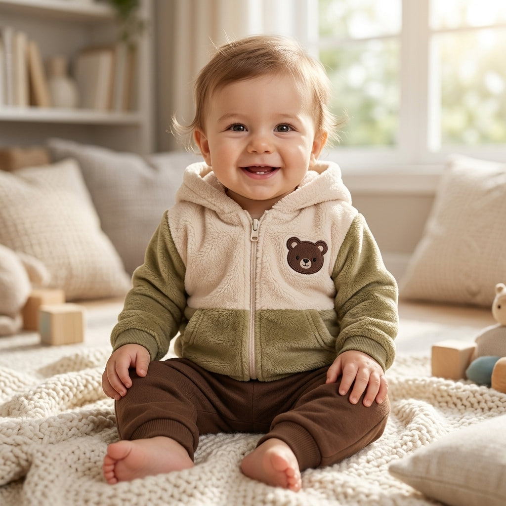 Conjunto Infantil com Capuz Macio e Confortável para Dias Frios
