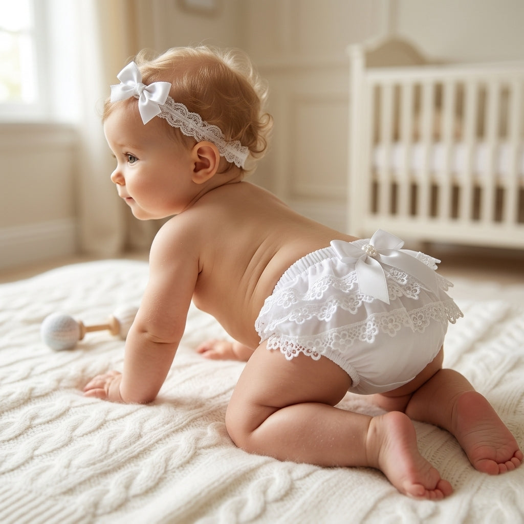 Calcinha Infantil com Babado Guipir e Conforto