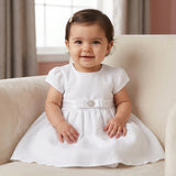 Vestido Infantil Texturizado com Laço e Conforto
