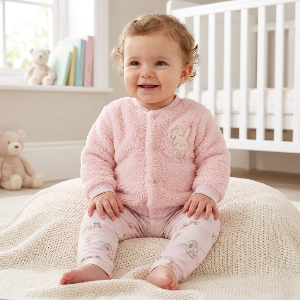 Conjunto de Bebê com Jaqueta Peluciada e Calça Estampada