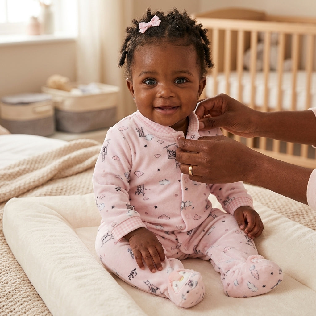 Macacão Longo de Bebê Rosa com Estampa Divertida para Conforto Diário