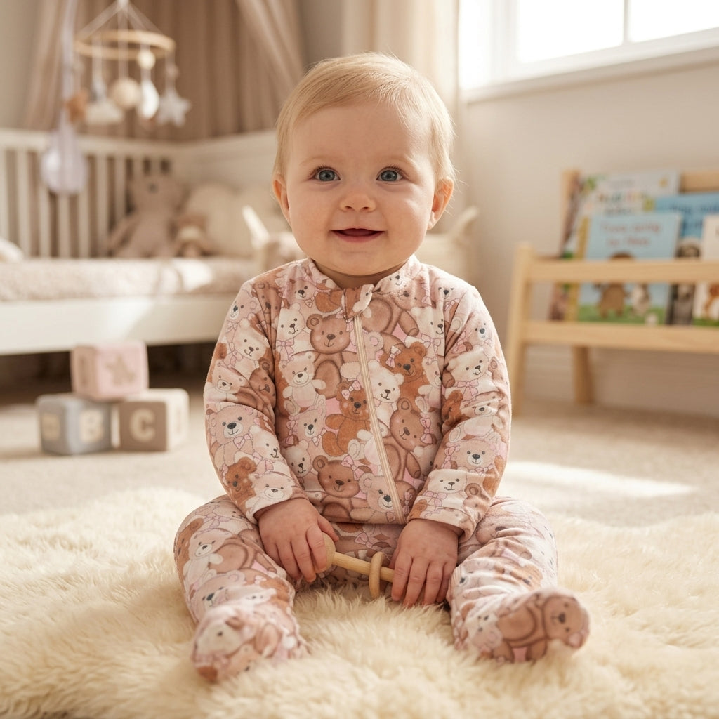 Macacão Feminino Bebê em Suedine Ursas Diversas