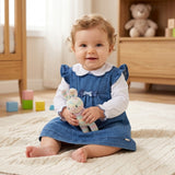 Conjunto Bebê com Body Branco e Vestido Jeans Confortável
