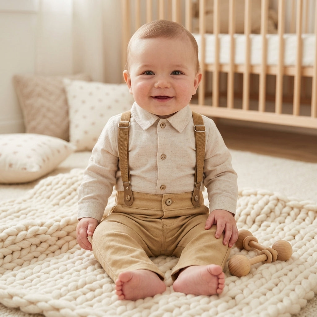 Conjunto body e calça de bebê elegante menino Paraíso