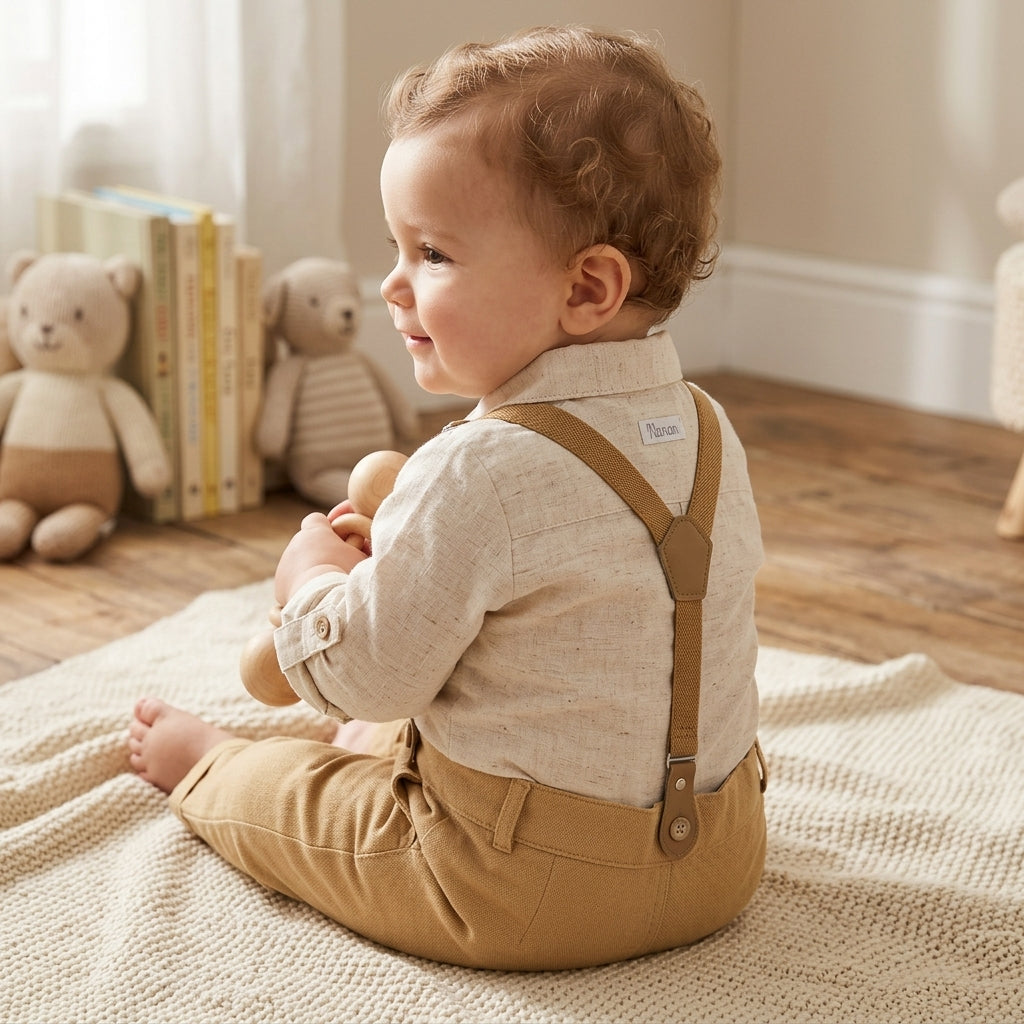 Conjunto body e calça de bebê elegante menino Paraíso