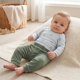 Conjunto de Bebê Azul com Estampa Divertida e Calça Verde Confortável