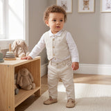 Conjunto Infantil Bege com Camisa Social e Colete Elegante