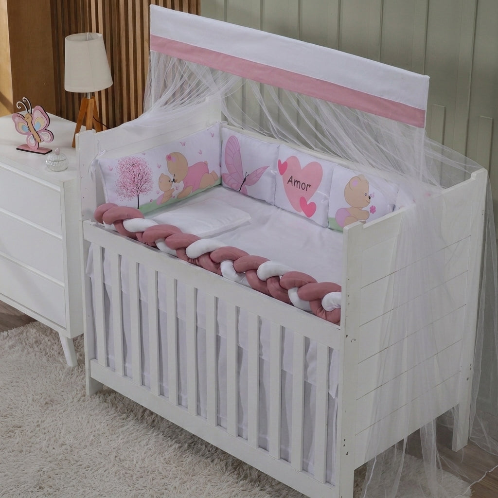 Kit Berço Magia Baby Rosa com Conforto e Segurança