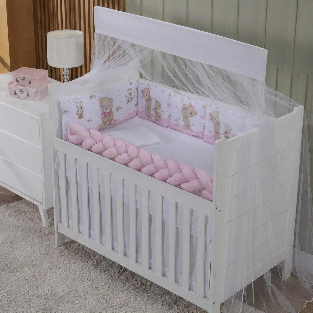 Kit Berço Magia Baby Rosa Ursinha com Conforto e Segurança