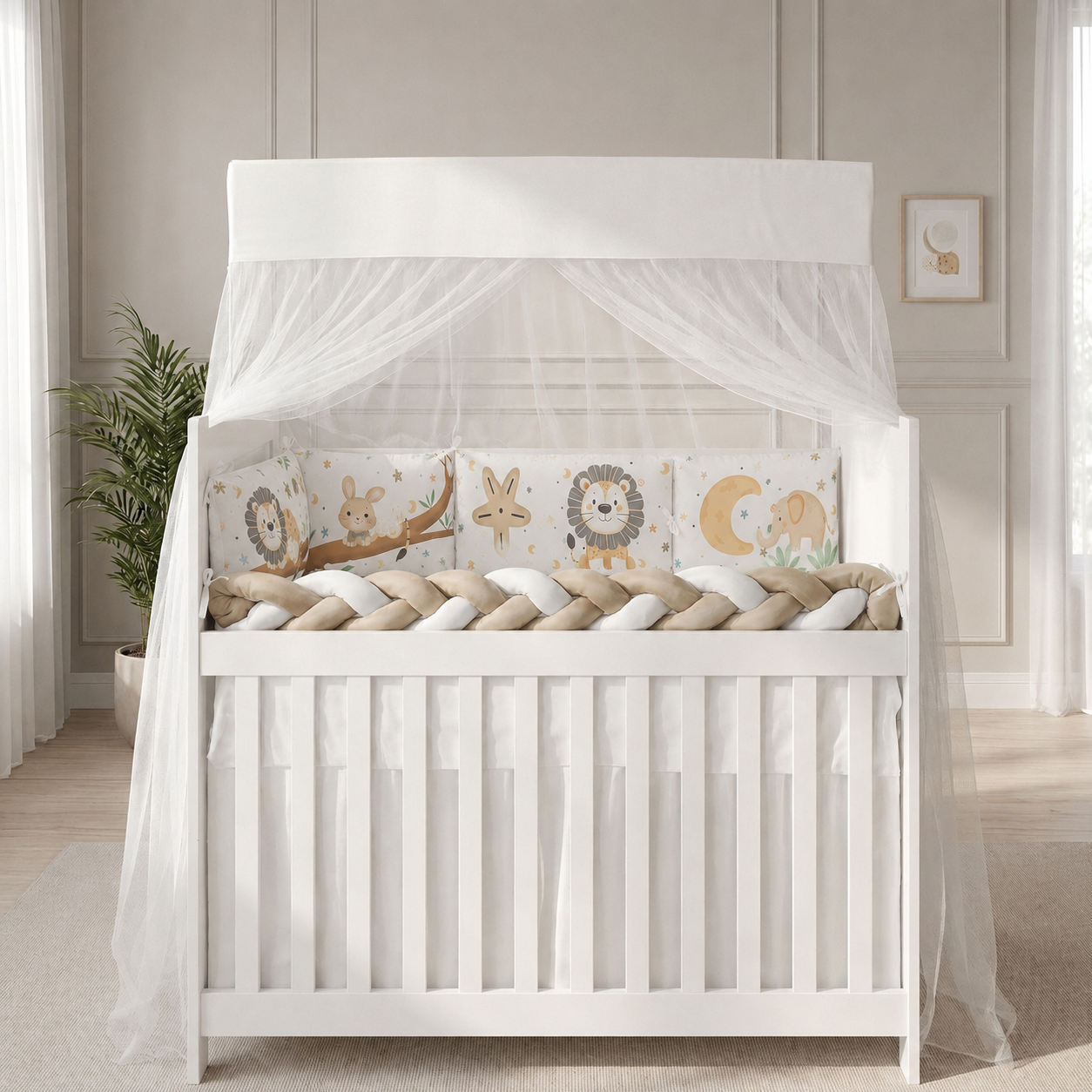 Kit Berço Estampado Trança Coleção Leão Baby 10 Peças