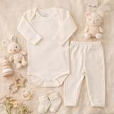 Conjunto Unissex Bebê Body  Canelado Bordado