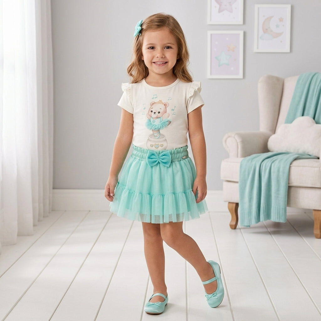Conjunto de Body em Cotton com Saia em Tule