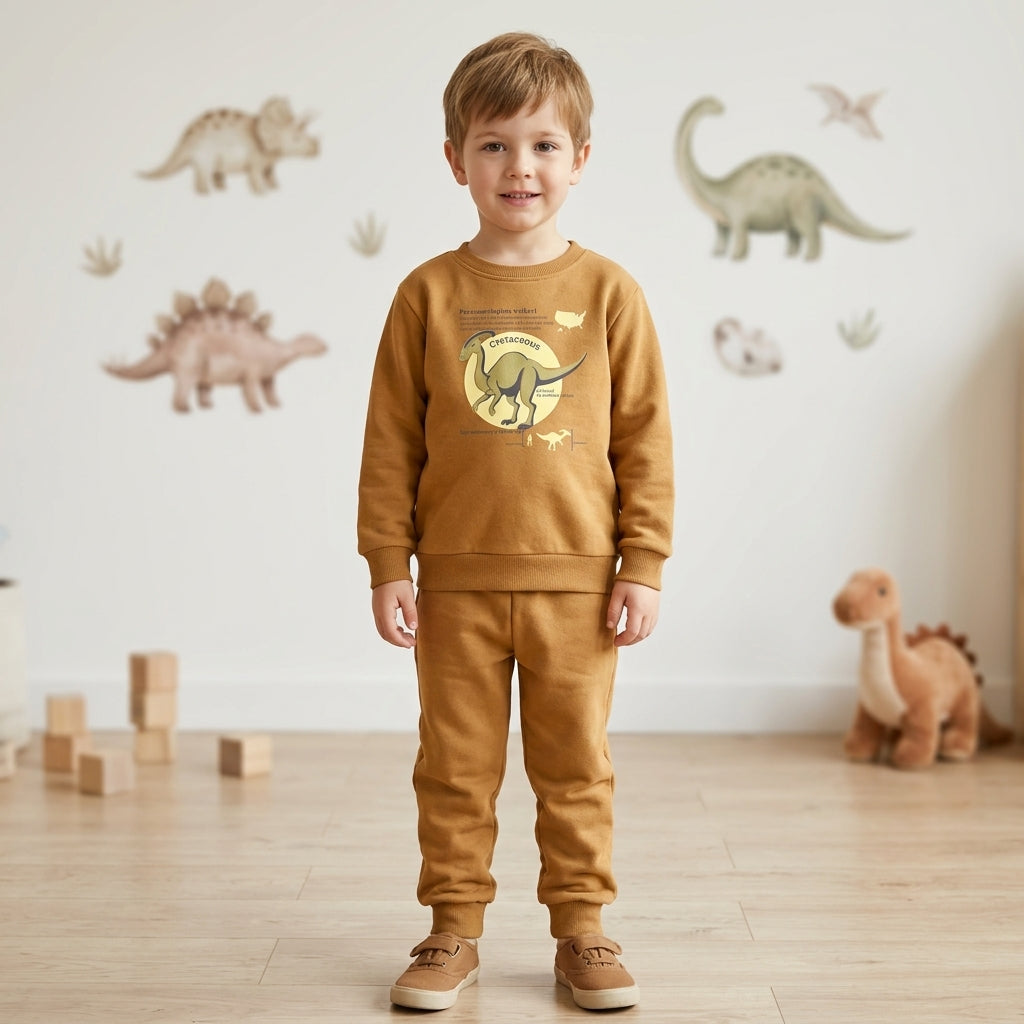 Conjunto Infantil Marrom com Dinossauro - Conforto e Estilo para o Dia a Dia
