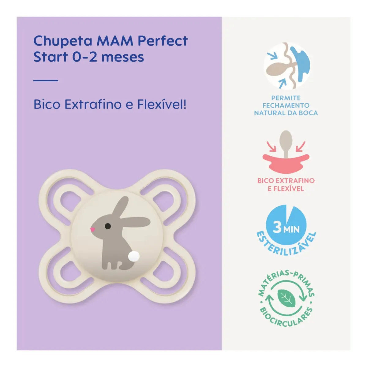 Chupeta MAM Perfect Start Neutra 0-2 Meses Leve e Confortável
