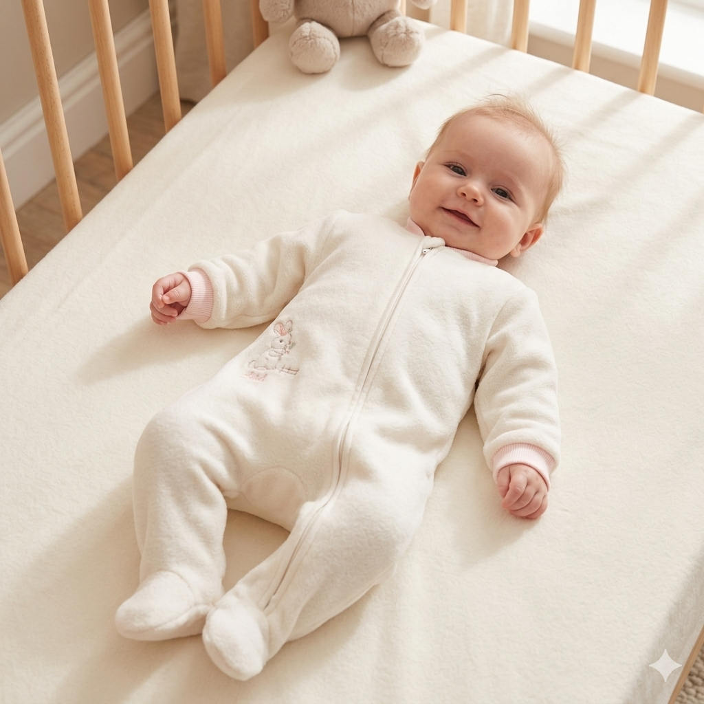 Macacão Longo de Bebê Branco com Bordado de Coelho para Conforto Diário