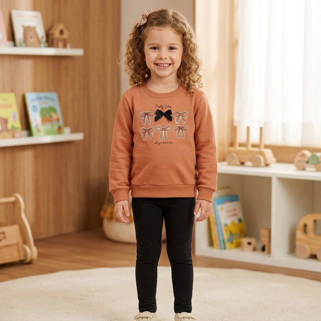 Conjunto de Moletom e Molecotton com Laço Aplicado para Conforto e Estilo