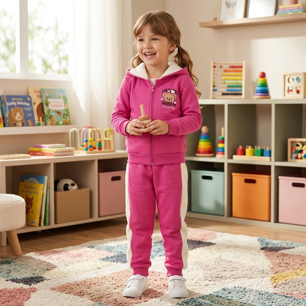 Conjunto de Moletom e Pelo Fleece com Zíper e Capuz para Conforto e Estilo