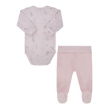 Conjunto de Bebê Rosa com Body Estampado e Calça Azul