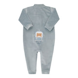 Macacão Longo Azul com Patch de Ursinho – Conforto e Estilo para Bebê