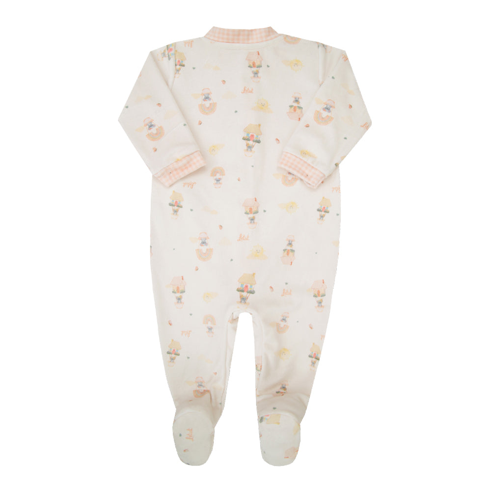 Macacão Longo de Bebê Branco com Estampa Pastel para Conforto Diário