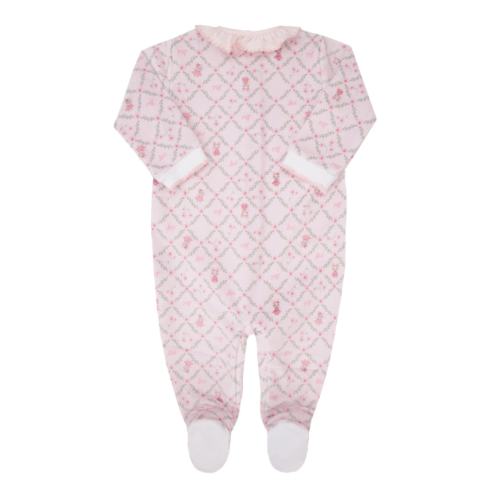 Macacão Longo de Bebê Rosa com Gola de Babado para Estilo e Conforto
