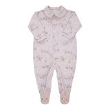 Macacão Longo de Bebê Rosa com Gola Peter Pan para Conforto e Charme