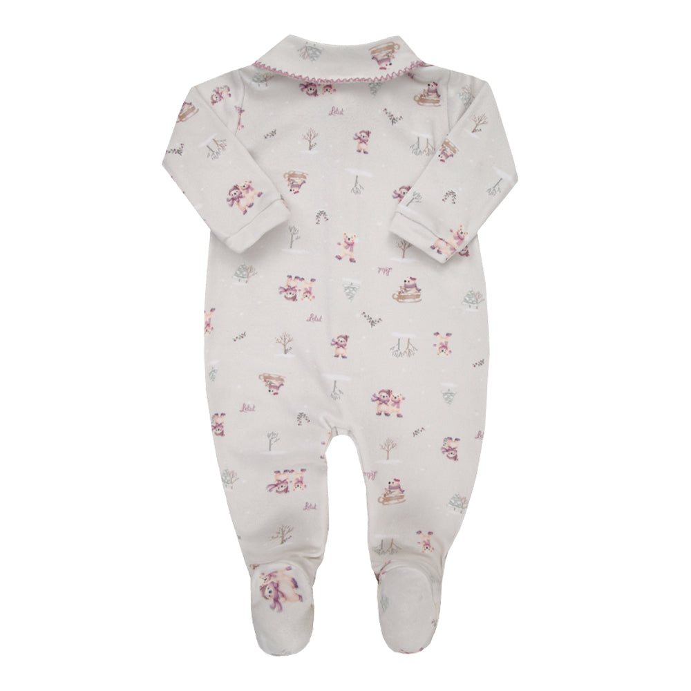 Macacão Longo de Bebê Rosa com Gola Peter Pan para Conforto e Charme
