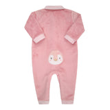 Macacão Longo de Bebê Off-White com Bordado de Ursinho para Conforto Diário