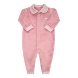 Macacão Longo de Bebê Off-White com Bordado de Ursinho para Conforto Diário