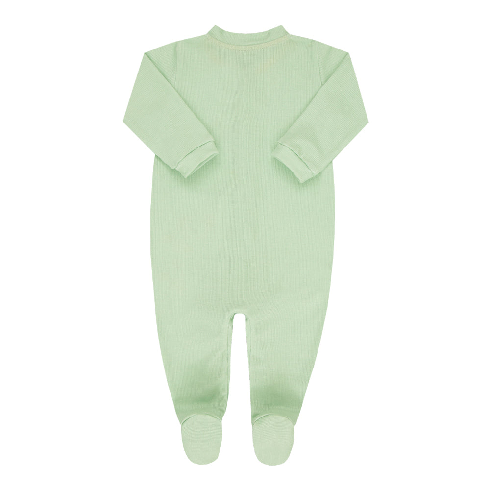 Macacão Bebê Verde com Bordado Divertido e Conforto